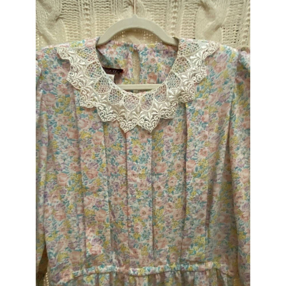 Lisa II Vintage 90's Floral Dress Cottagecore Midi 8 Twee Prairie Coquette - Picture 6 of 13